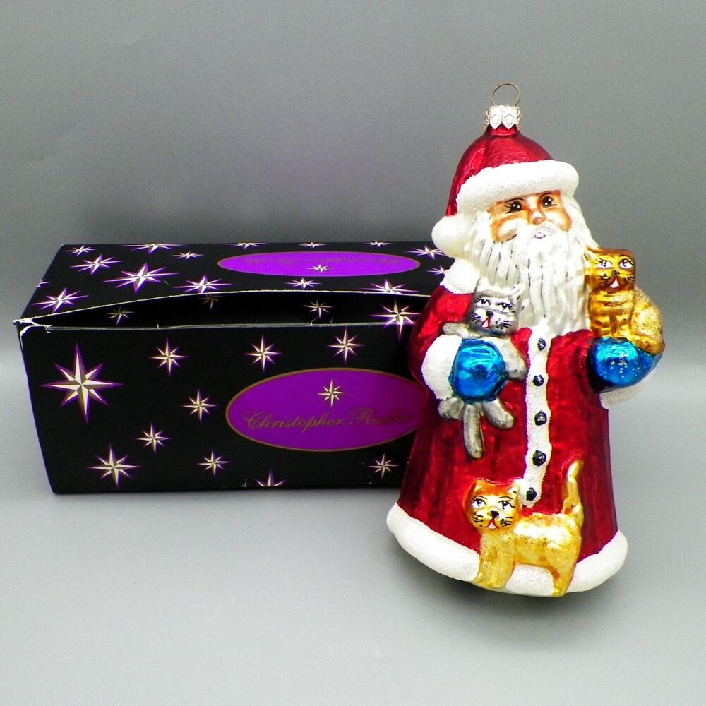 VTG Christopher Radko Cats 'N' Claus Santa Claus 1998 Glass Christmas Ornament
